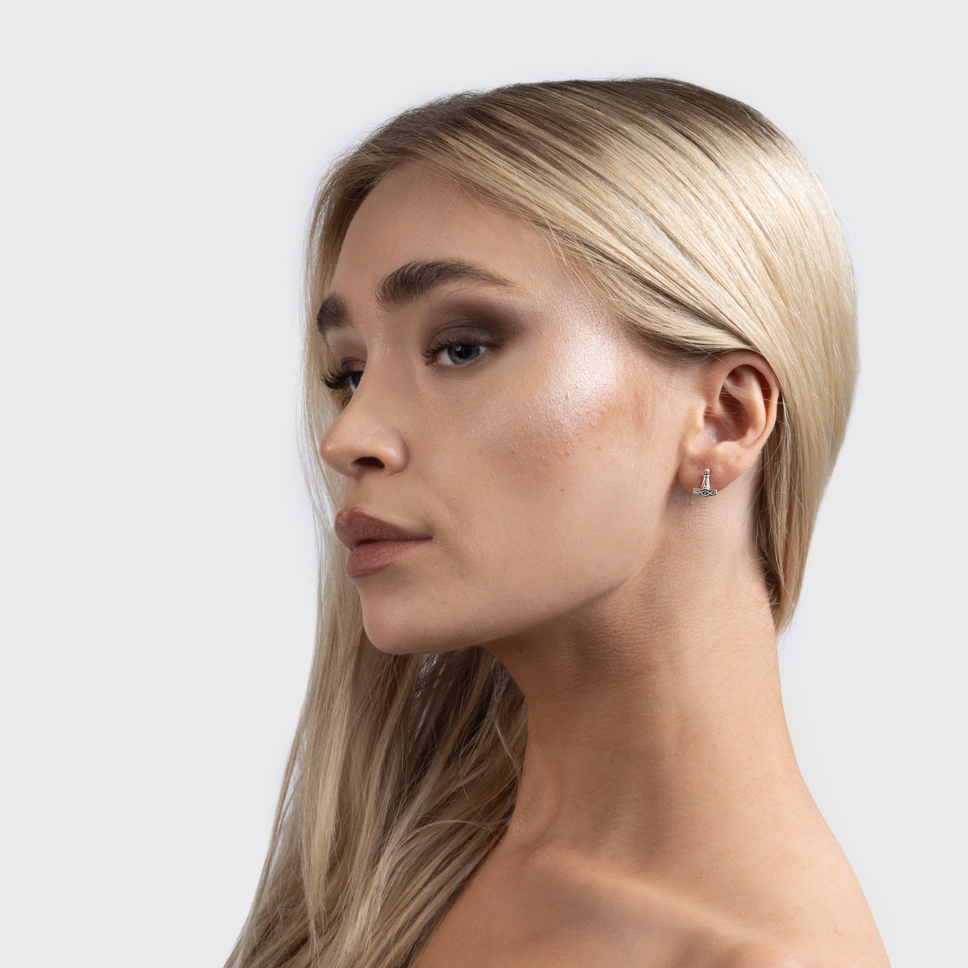 Hammer Earrings, Silver