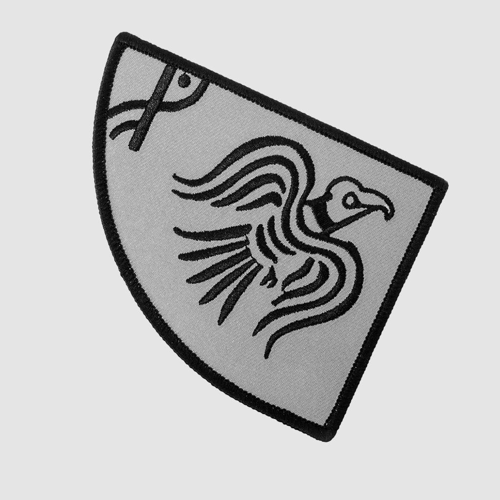 Rabenbanner Patch, Bestickt, Grau
