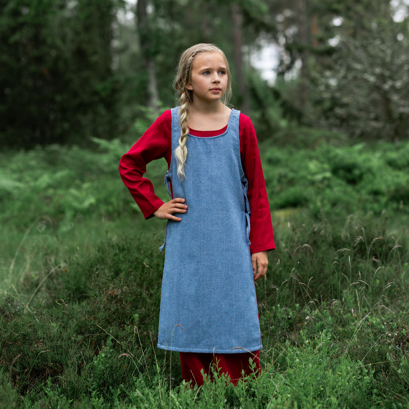 Kids Apron Dress, Red / Blue Apron