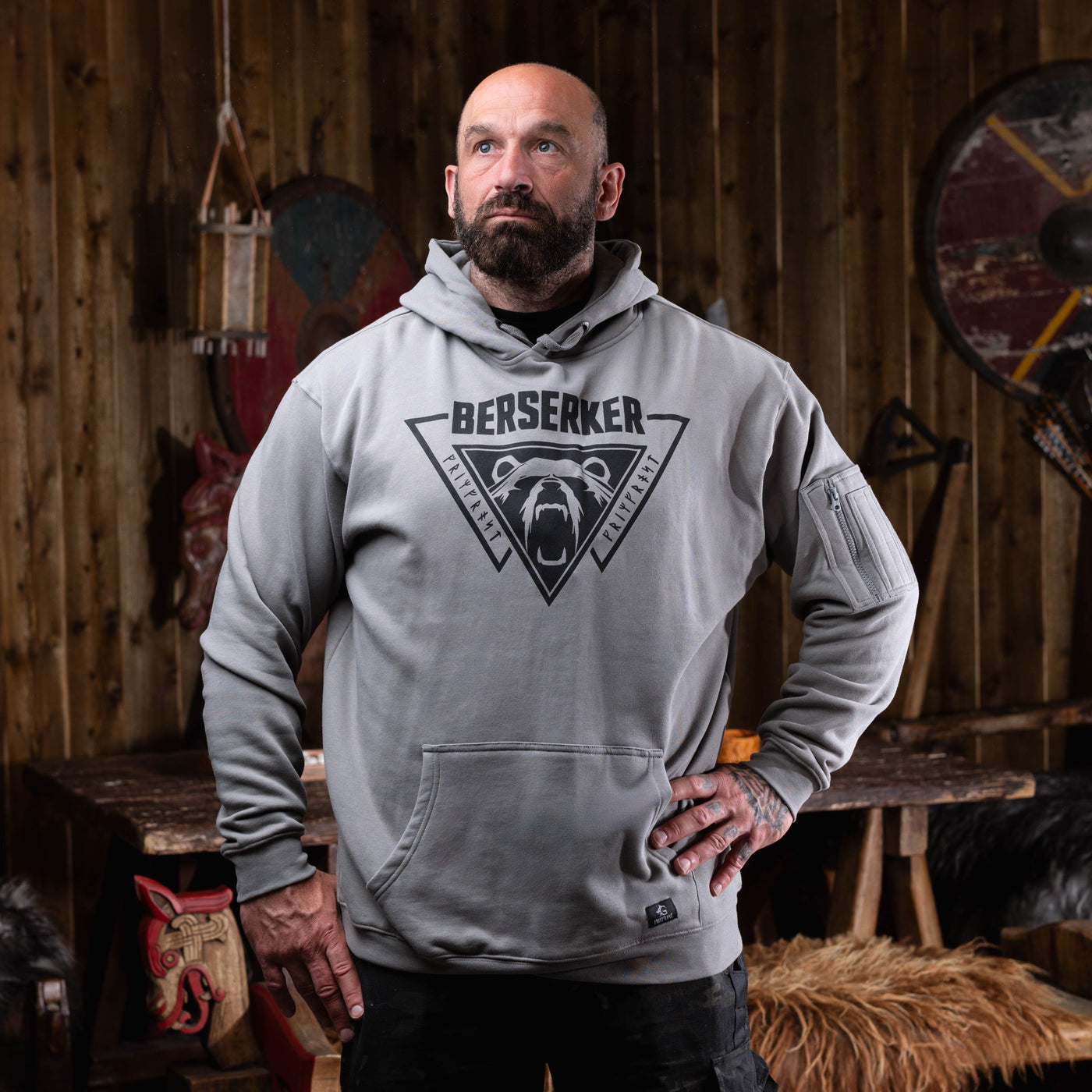 Premium Hoodie, Berserker, Grau