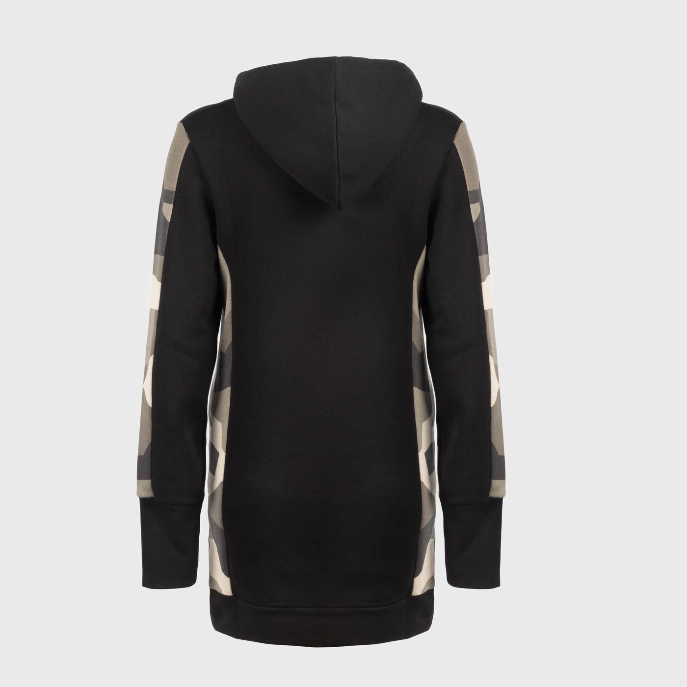 Damen Hoodie Half-Zip, Schwarz und Tarnmuster