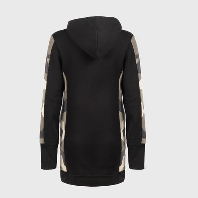 Damen Hoodie Half-Zip, Schwarz und Tarnmuster