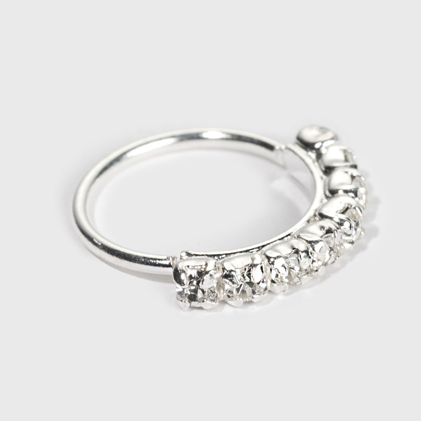 Silber Nasenring, 8 klare Steine
