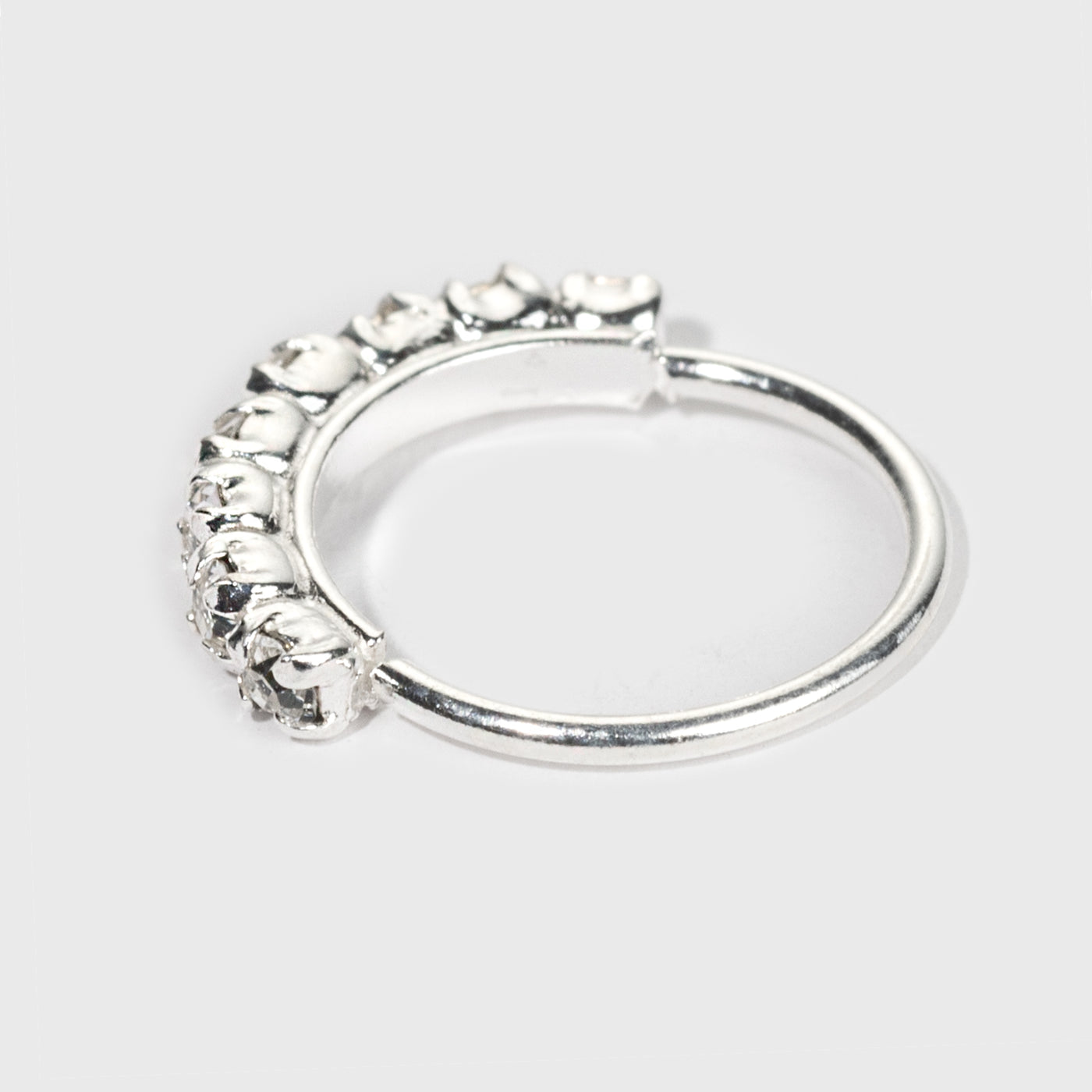 Silber Nasenring, 8 klare Steine