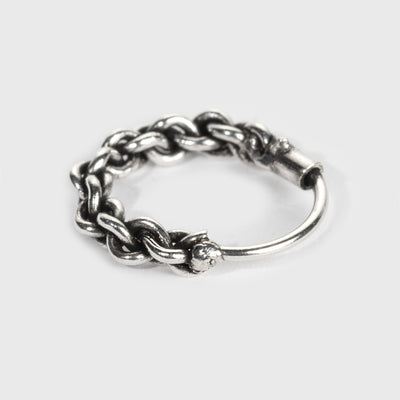 Nasenring aus Silber, geflochtenes Design mit oxidierter Oberfläche