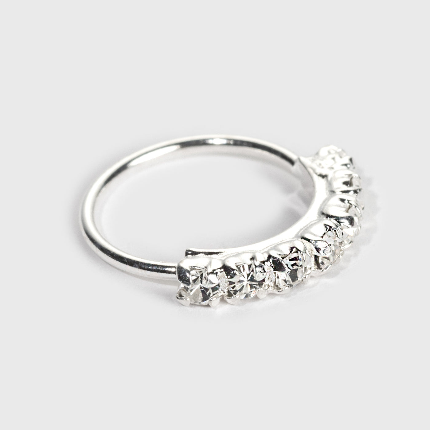Silber Nasenring, 7 klare Steine
