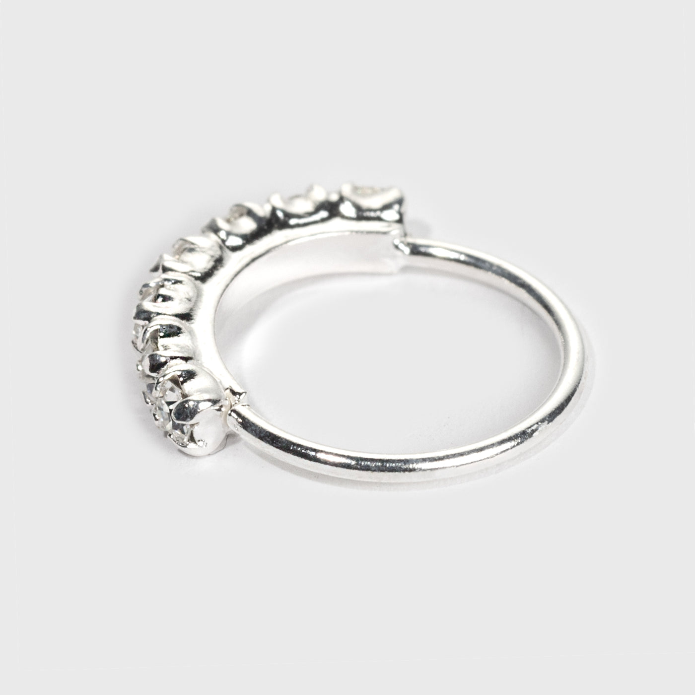 Silber Nasenring, 7 klare Steine