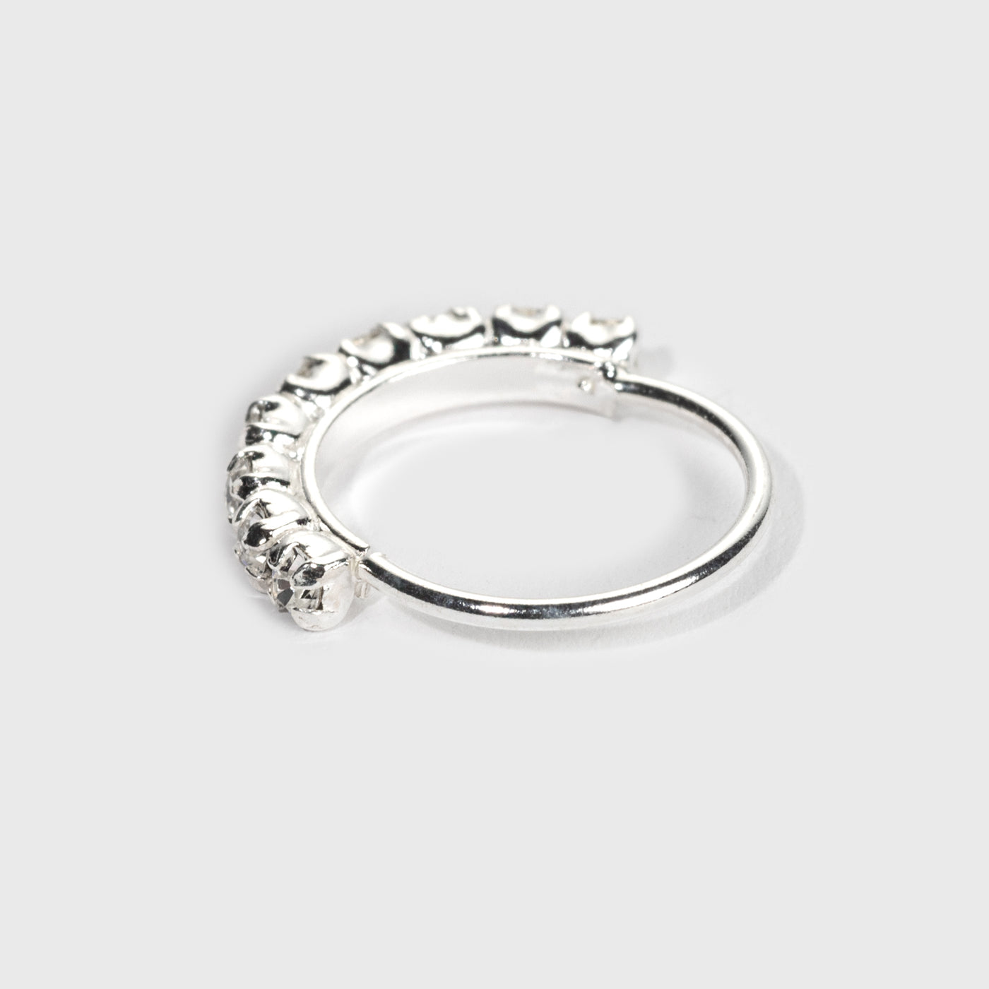 Silber Nasenring, 9 klare Steine