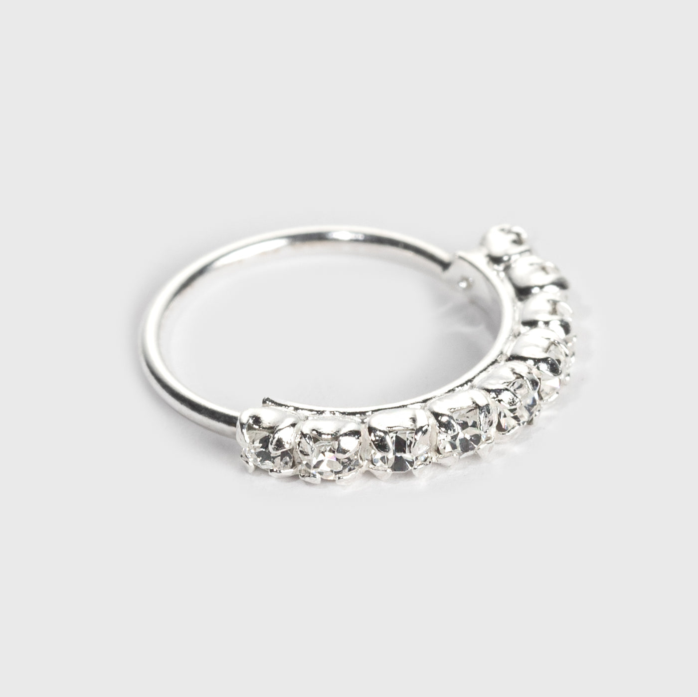 Silber Nasenring, 9 klare Steine