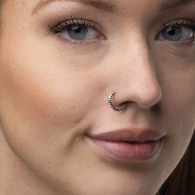 Silber Nasenring, segmentiertes Design mit oxidierter Oberfläche
