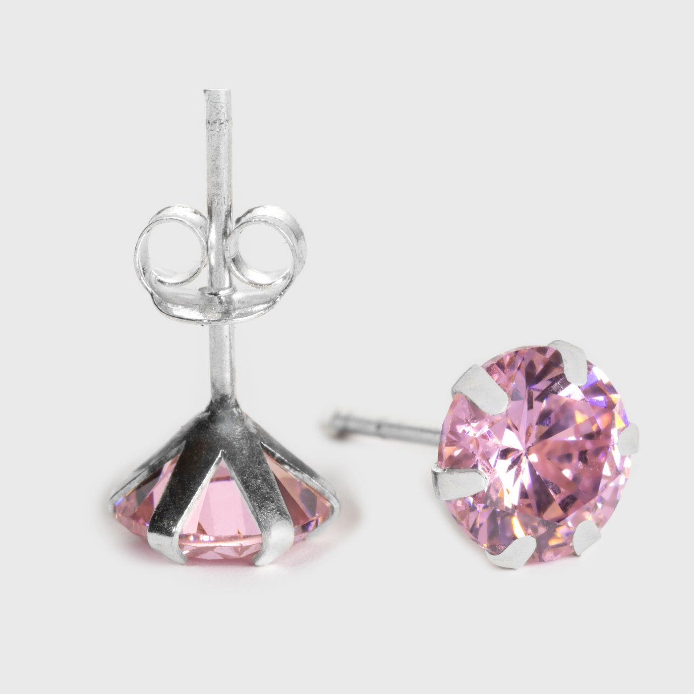 Rosa Zirkon und Silber Ohrstecker
