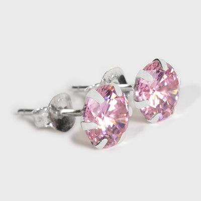 Rosa Zirkon und Silber Ohrstecker
