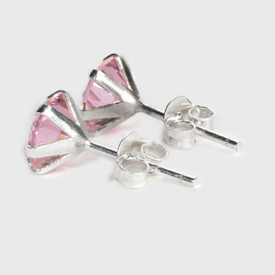 Rosa Zirkon und Silber Ohrstecker