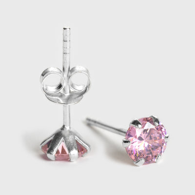Rosa Zirkon und Silber Ohrstecker