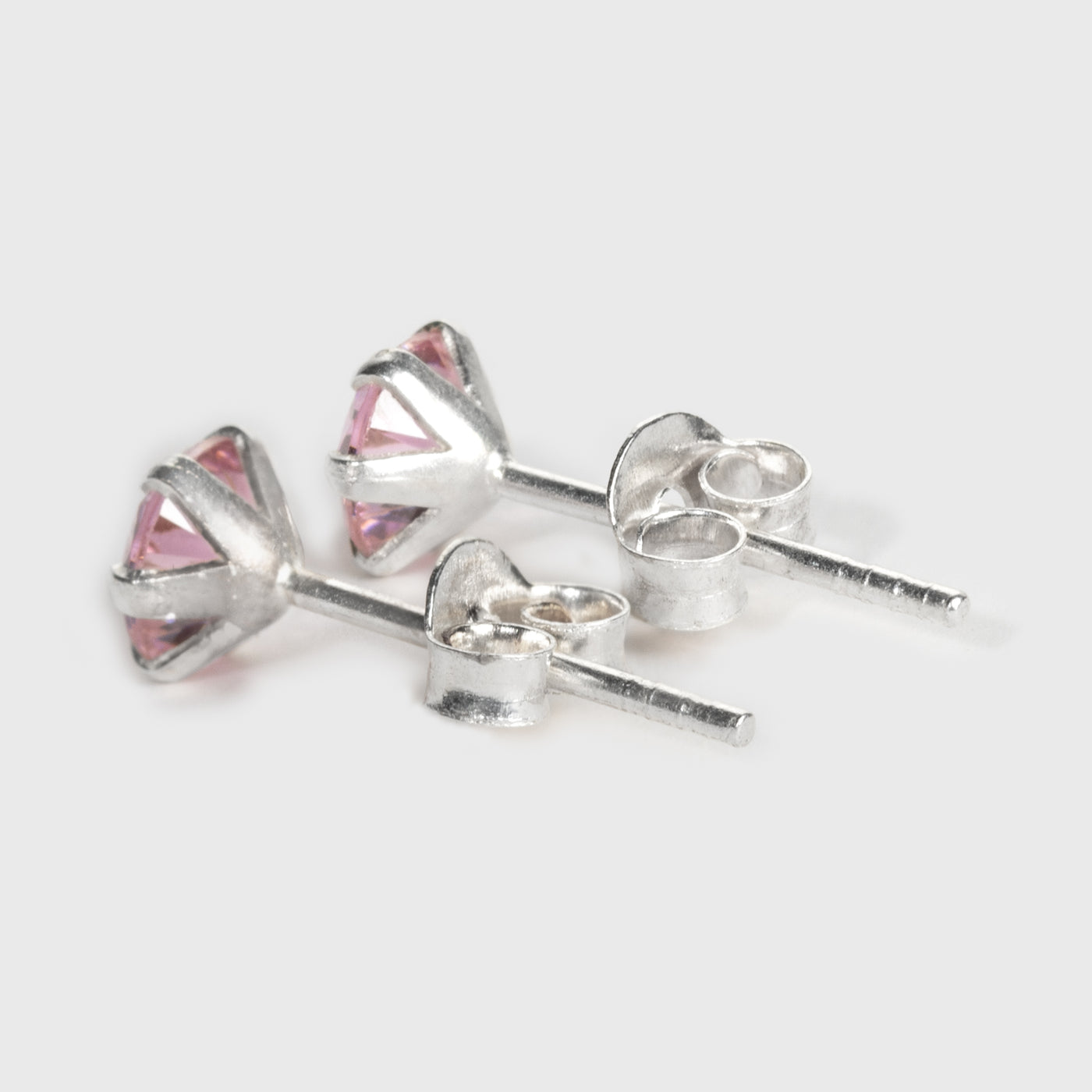Rosa Zirkon und Silber Ohrstecker