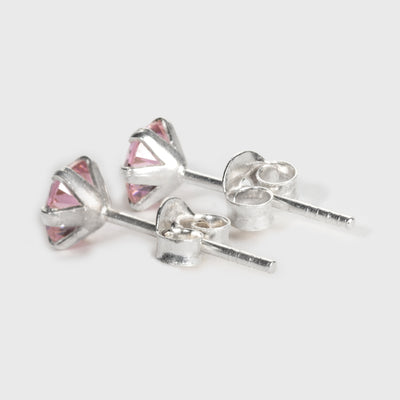 Rosa Zirkon und Silber Ohrstecker
