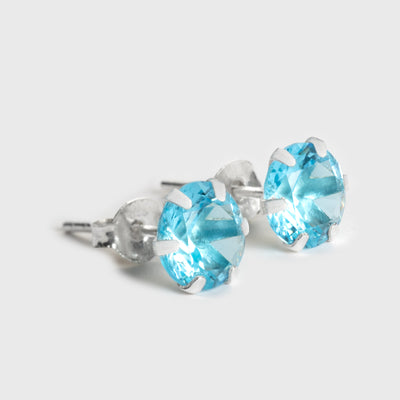 Blauer Zirkon und Silber Ohrstecker