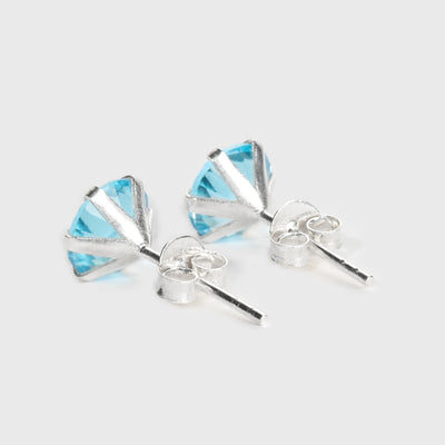 Blauer Zirkon und Silber Ohrstecker