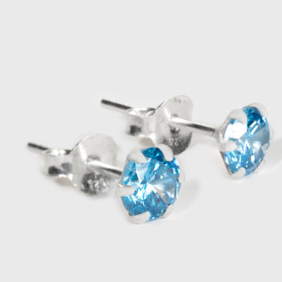 Blauer Zirkon und Silber Ohrstecker
