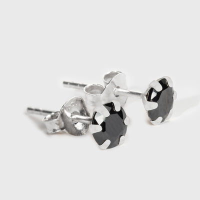 Schwarzer Onyx und Silber Ohrstecker
