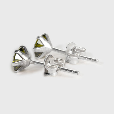 Grüner Zirkon und Silber Ohrstecker