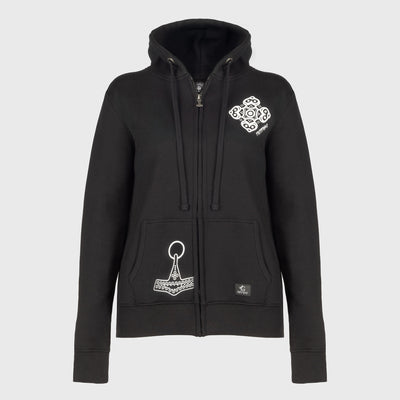 Damen Premium Zoodie, Odin, Schwarz