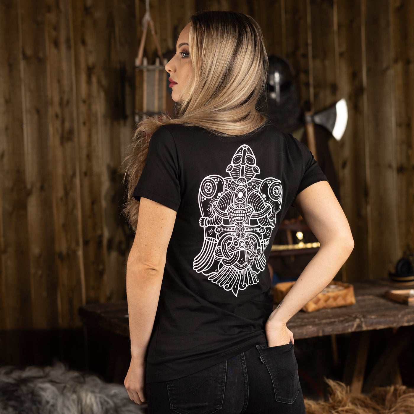 Damen Premium Tee, Volund, Schwarz