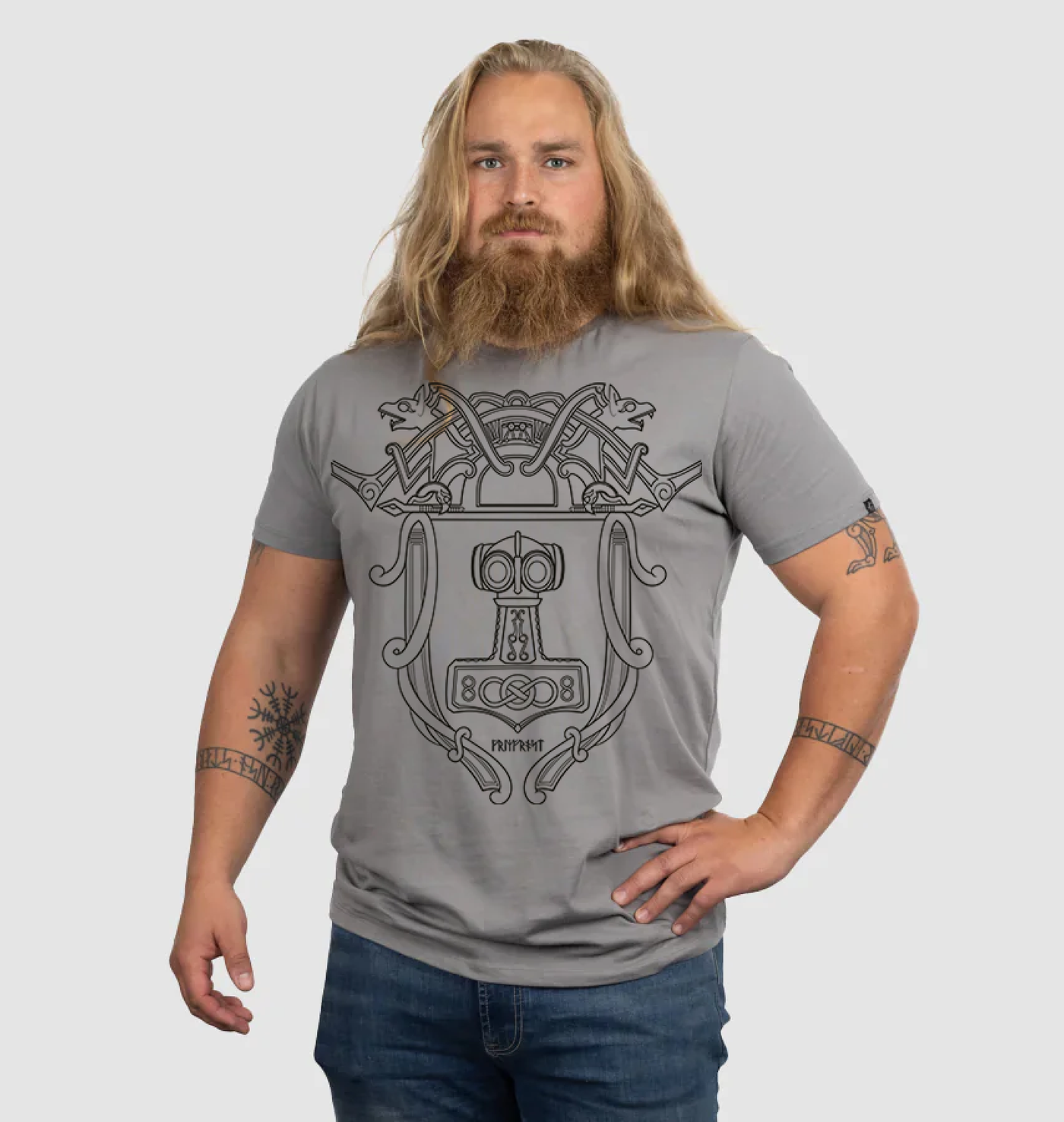 Premium Tee, Mjolnir, Grau