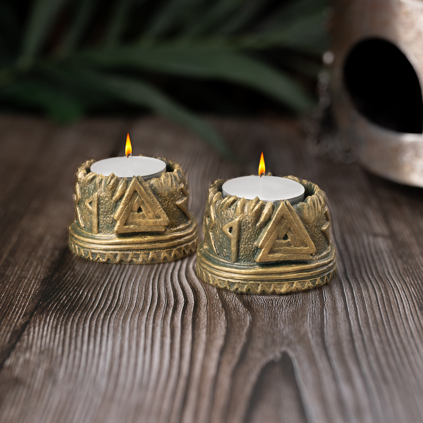 2 Teelichthalter, Valknut