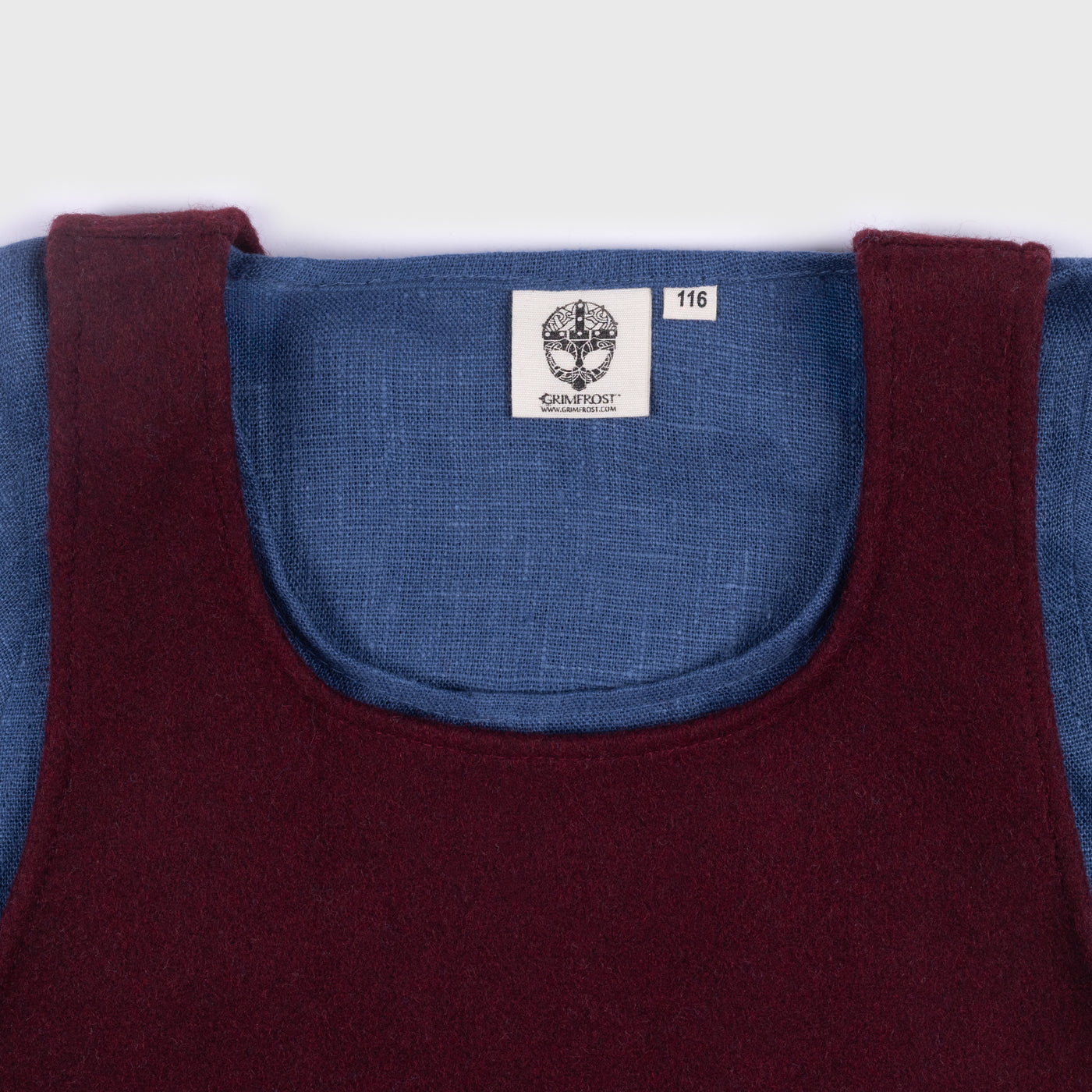 Kinder Schürzenkleid, Blau / Rote Schürze