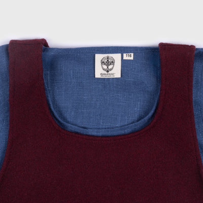 Kinder Schürzenkleid, Blau / Rote Schürze