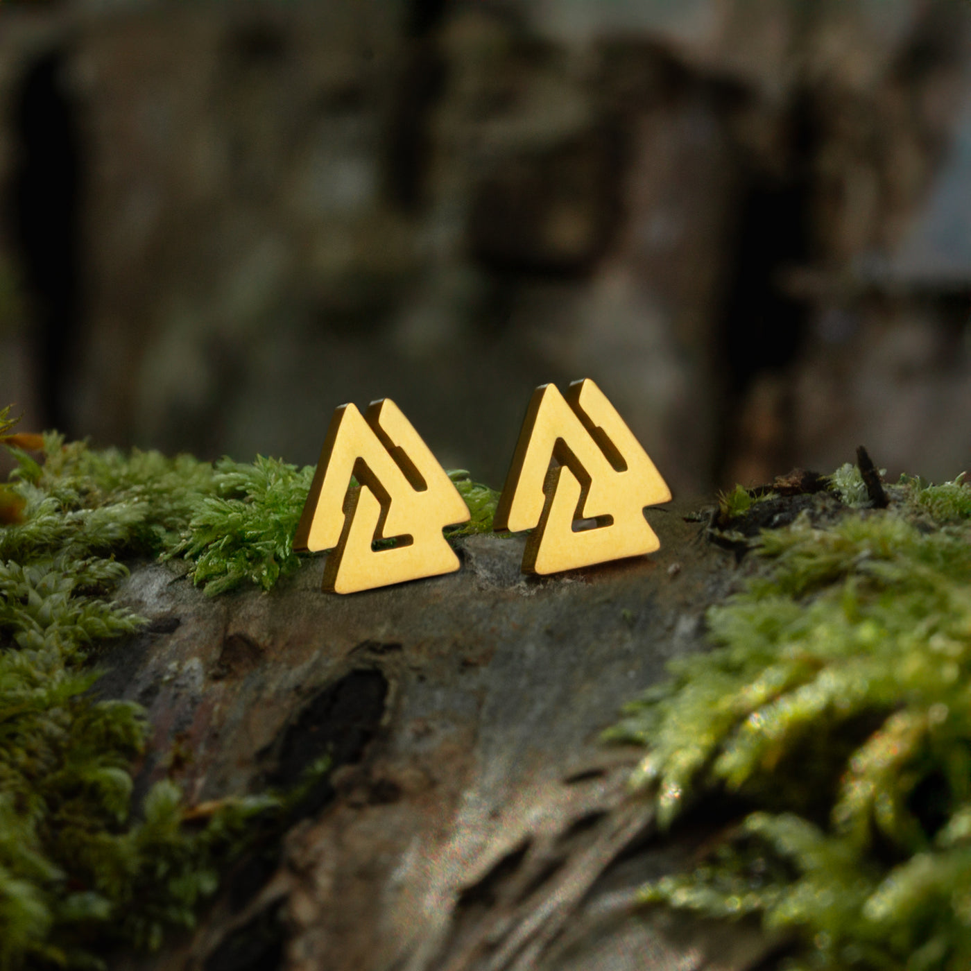 Ohrstecker, Valknut, Vergoldet
