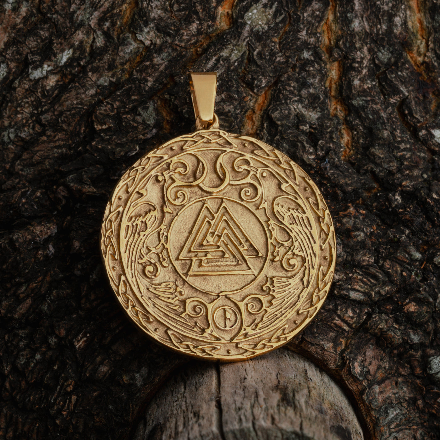 Valknut Anhänger, Vergoldet