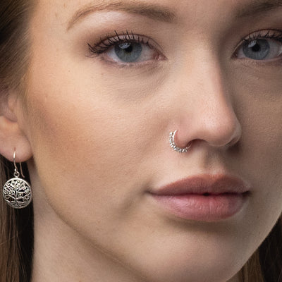 Silber Nasenring, 8 klare Steine