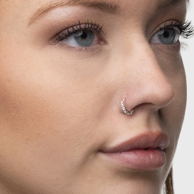 Silber Nasenring, 7 klare Steine