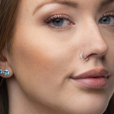 Silber Nasenring, 9 klare Steine
