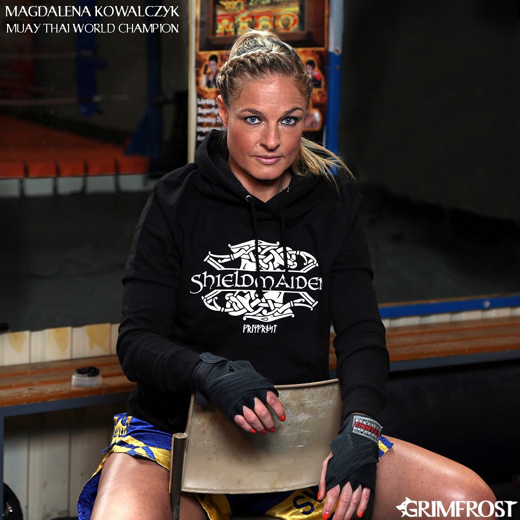 Hoodies - Women's Hoodie, Shieldmaiden, Black - Grimfrost.com