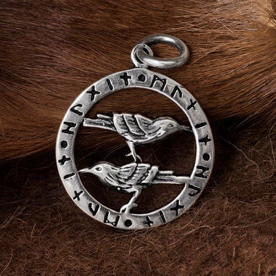Pendants - Huginn & Muninn Amulet, Silver - Grimfrost.com