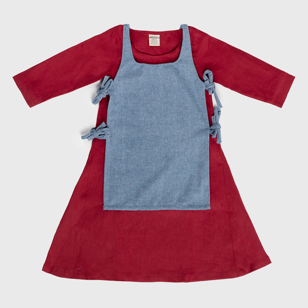 Kids Apron Dress, Red / Blue Apron