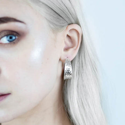 Banded Earrings, Silver