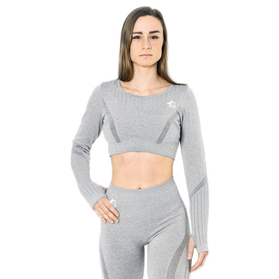 Crop Top, Vented, Grau