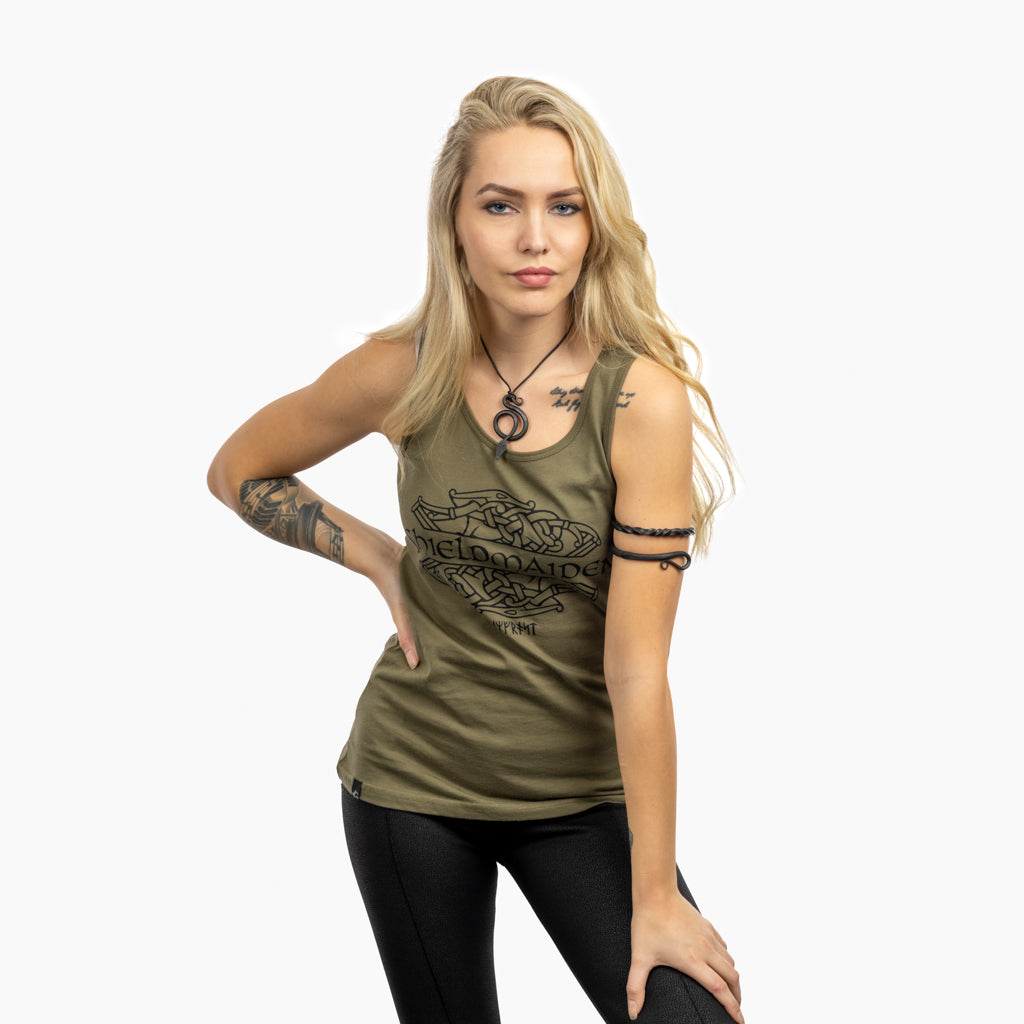Damen Premium Tank, Shieldmaiden, Grün