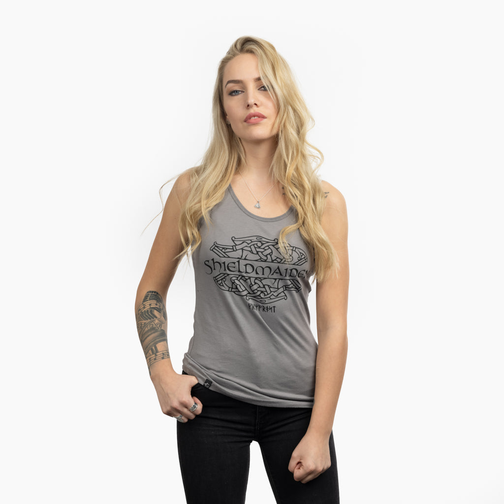 Damen Premium Tank, Shieldmaiden, Grau