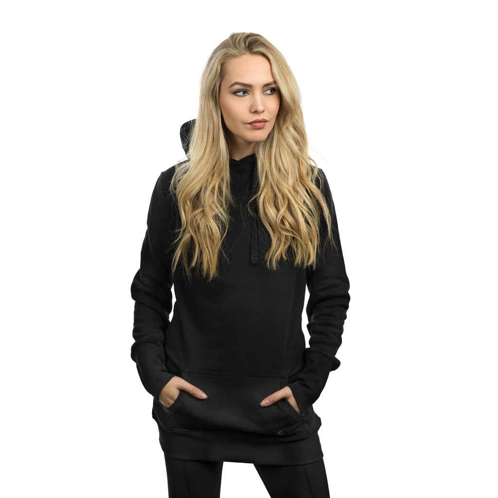Damen Premium Longline Hoodie, Grimfrost, Schwarz