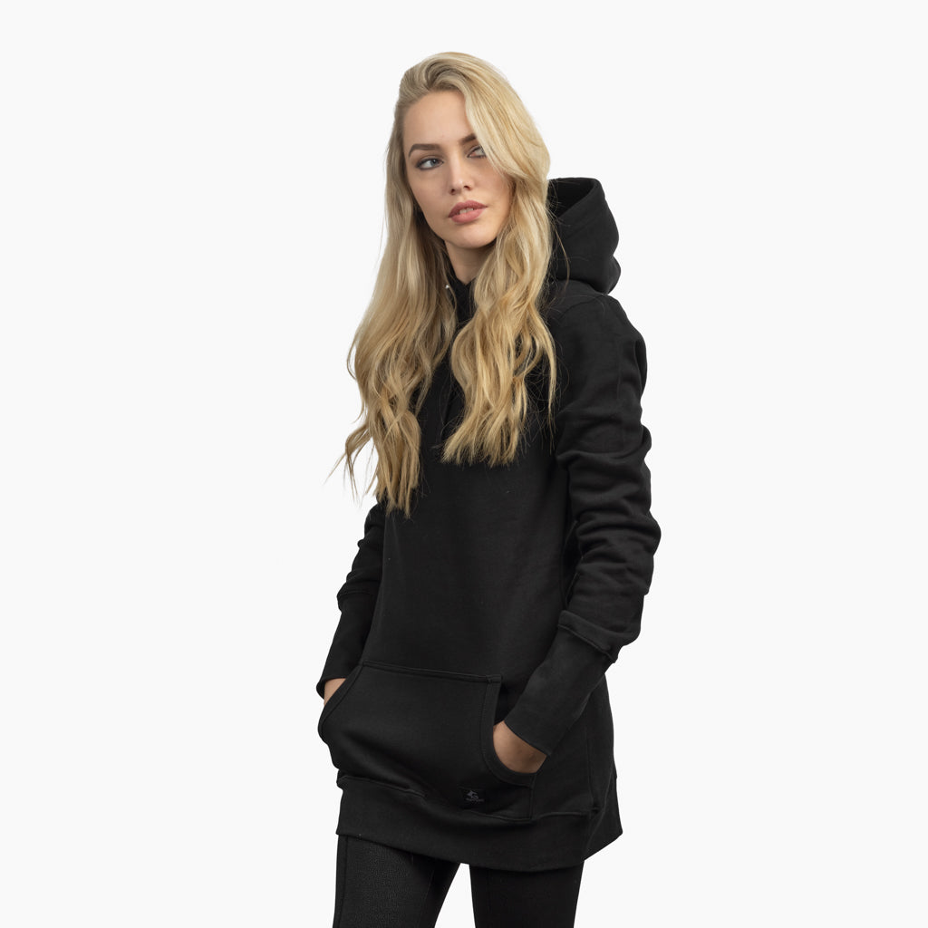 Damen Premium Longline Hoodie, Grimfrost, Schwarz