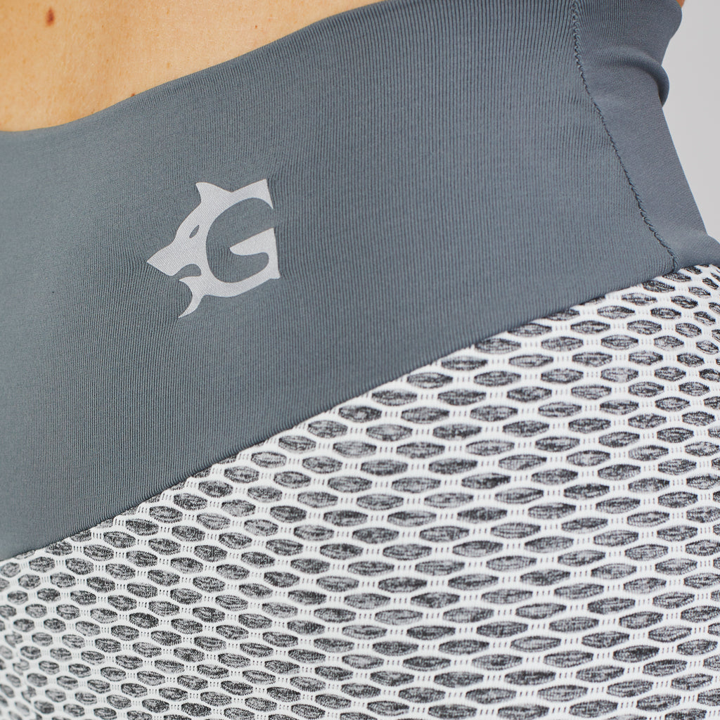 Honeycomb Scrunch Leggings, White/Grey