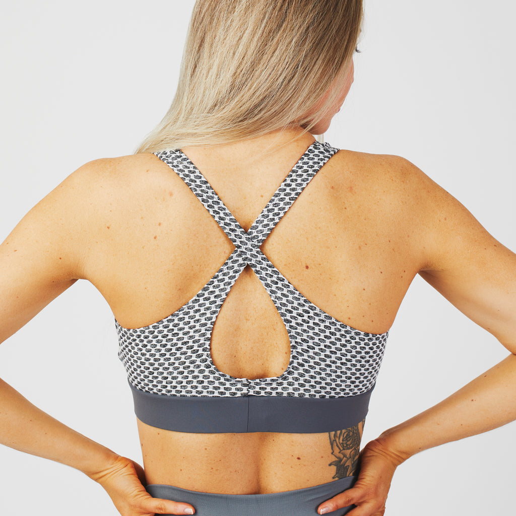 Honeycomb Bra, White/Grey
