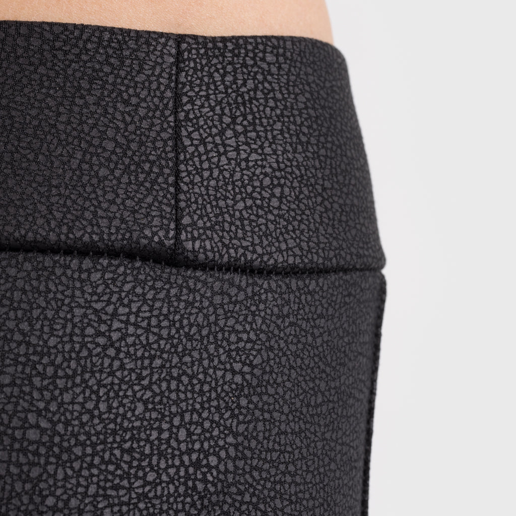 Medium Waist Leggings, Leather Look, Black
