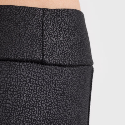Medium Waist Leggings, Leather Look, Black
