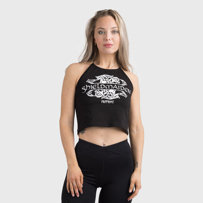 Crop Top, Shieldmaiden, Schwarz